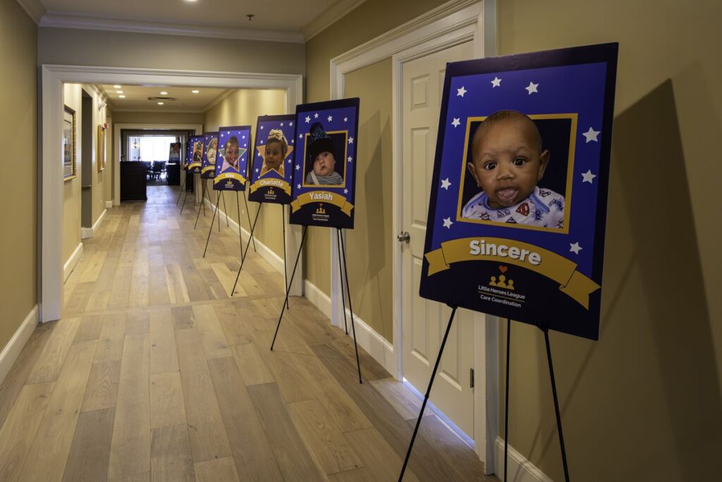 a picture of the lobby area showcasing the charity recipients